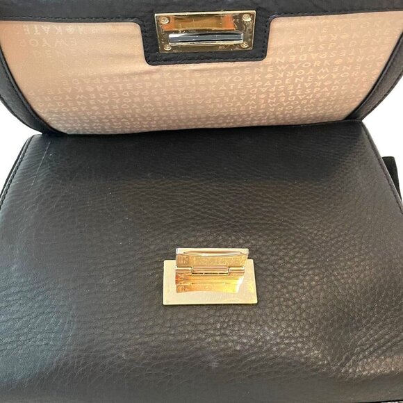 Kate Spade Black Leather Laurel Magnolia Top Handle Suede Sided Shopper Purse - Picture 10 of 11